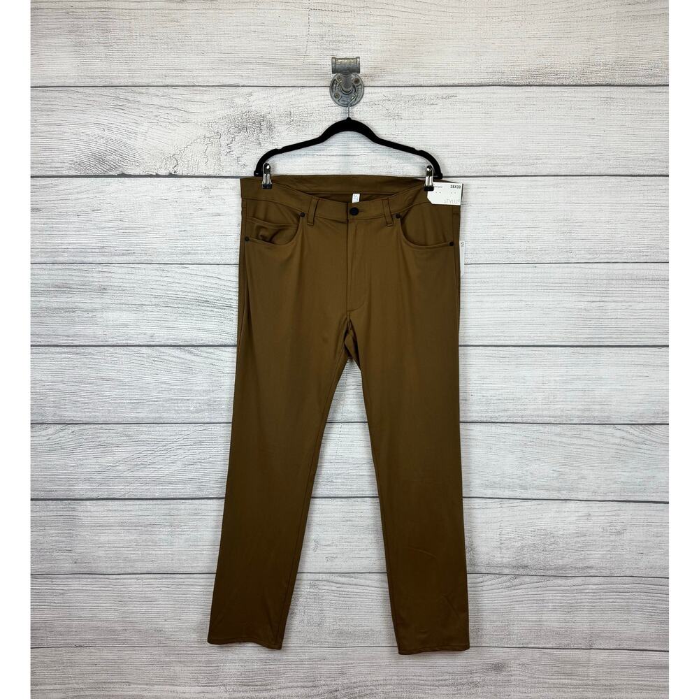 Stylus Men's Carmel Brown Slim Fit 5 Pocket Stretch Pants Size 38x32